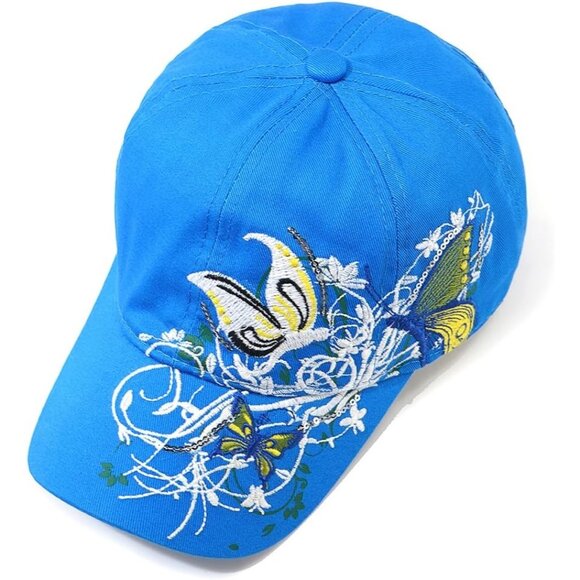 Women Blue Adjustable Breathable Embroidered Sport Golf Outdoor Baseball Caps - Picture 5 of 7
